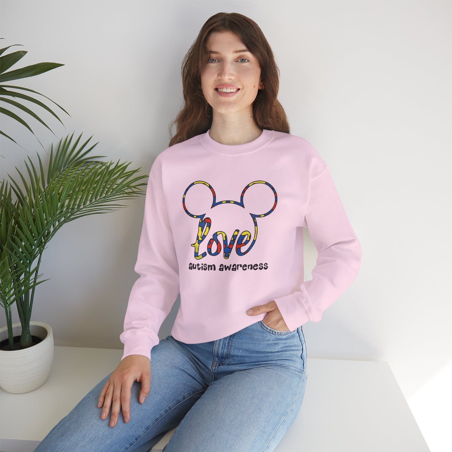 Autism Awareness 'Love' Puzzle Mouse Crewneck Sweatshirt
