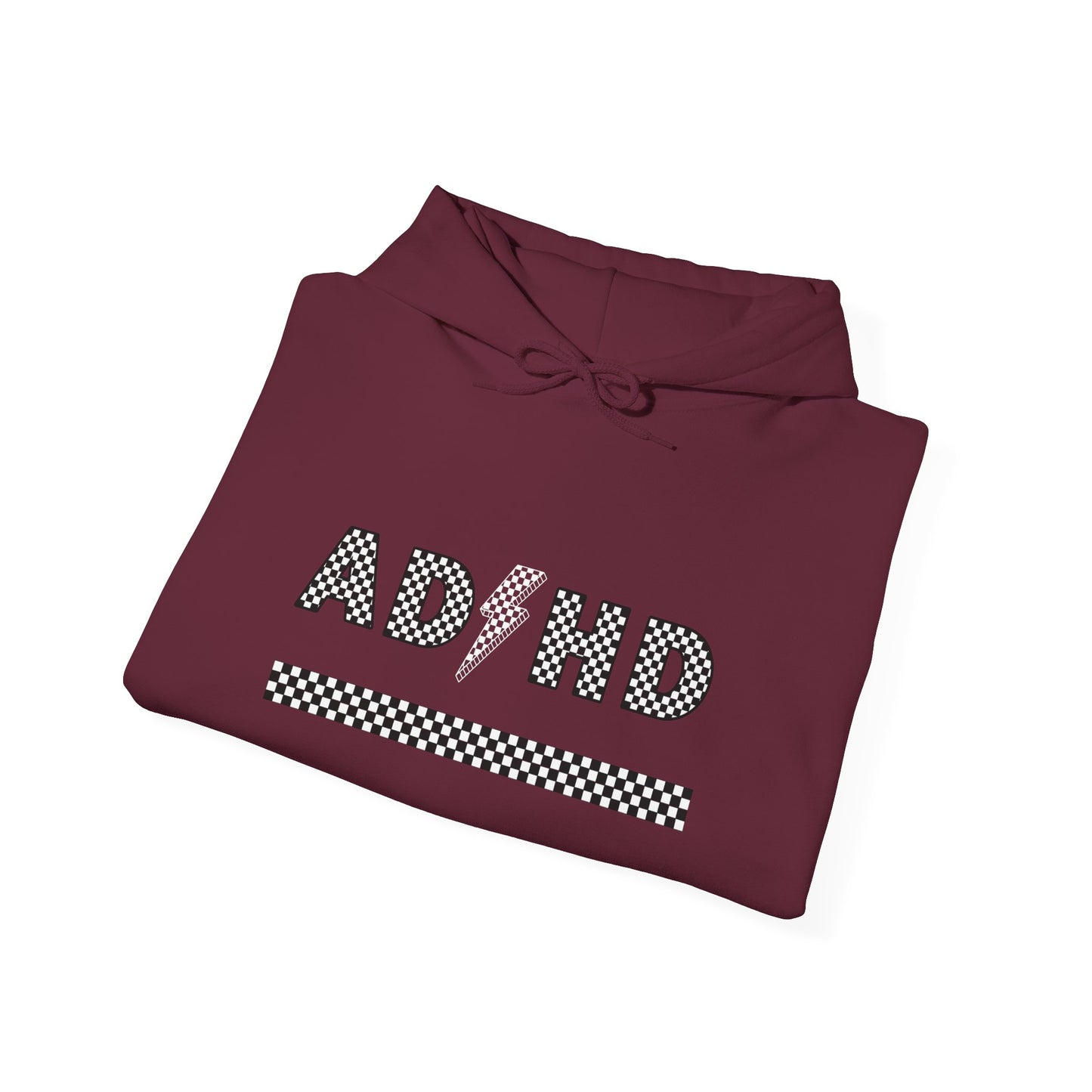 ADHD Lightening Bolt Checkered Hooded Sweatshirt