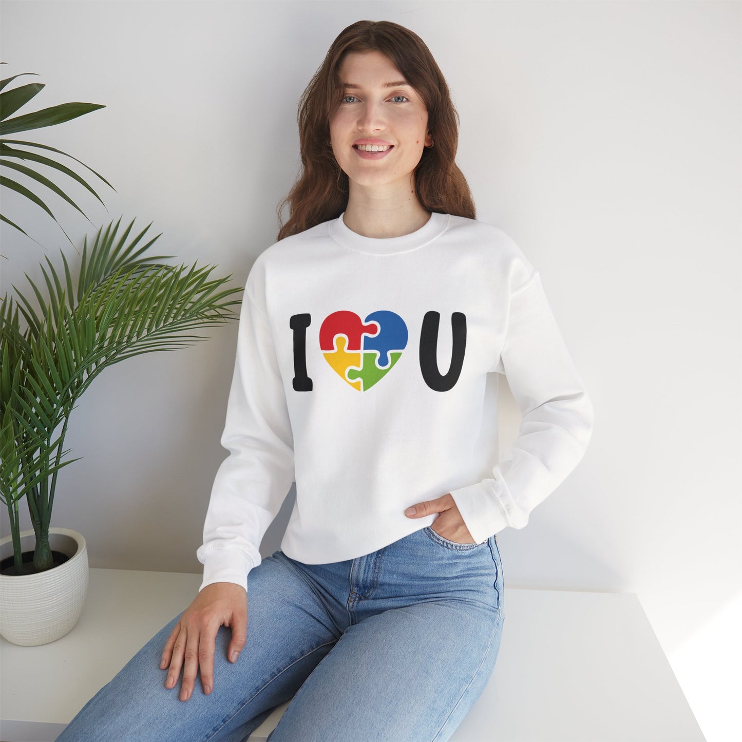 I Love You Heart Puzzle Crewneck Sweatshirt