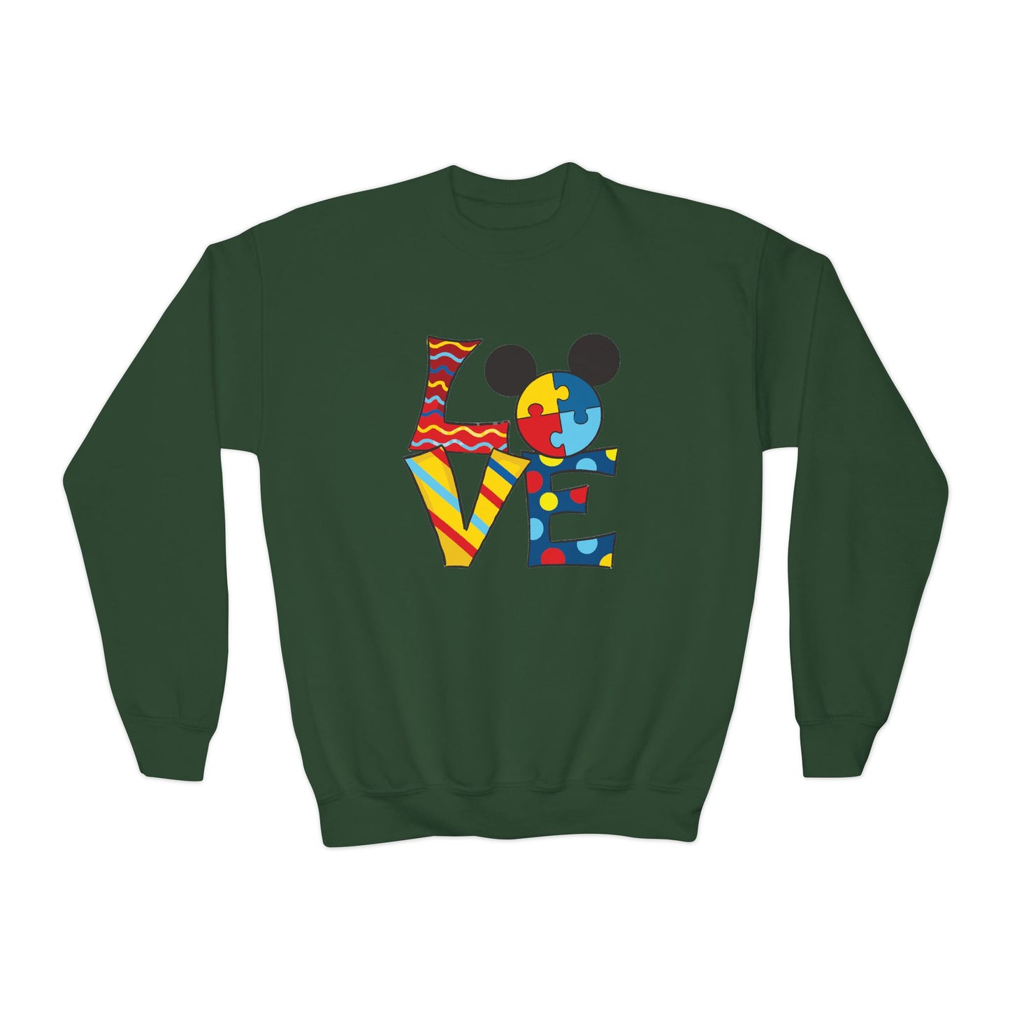 Colorful Love Puzzle Youth Crewneck Sweatshirt
