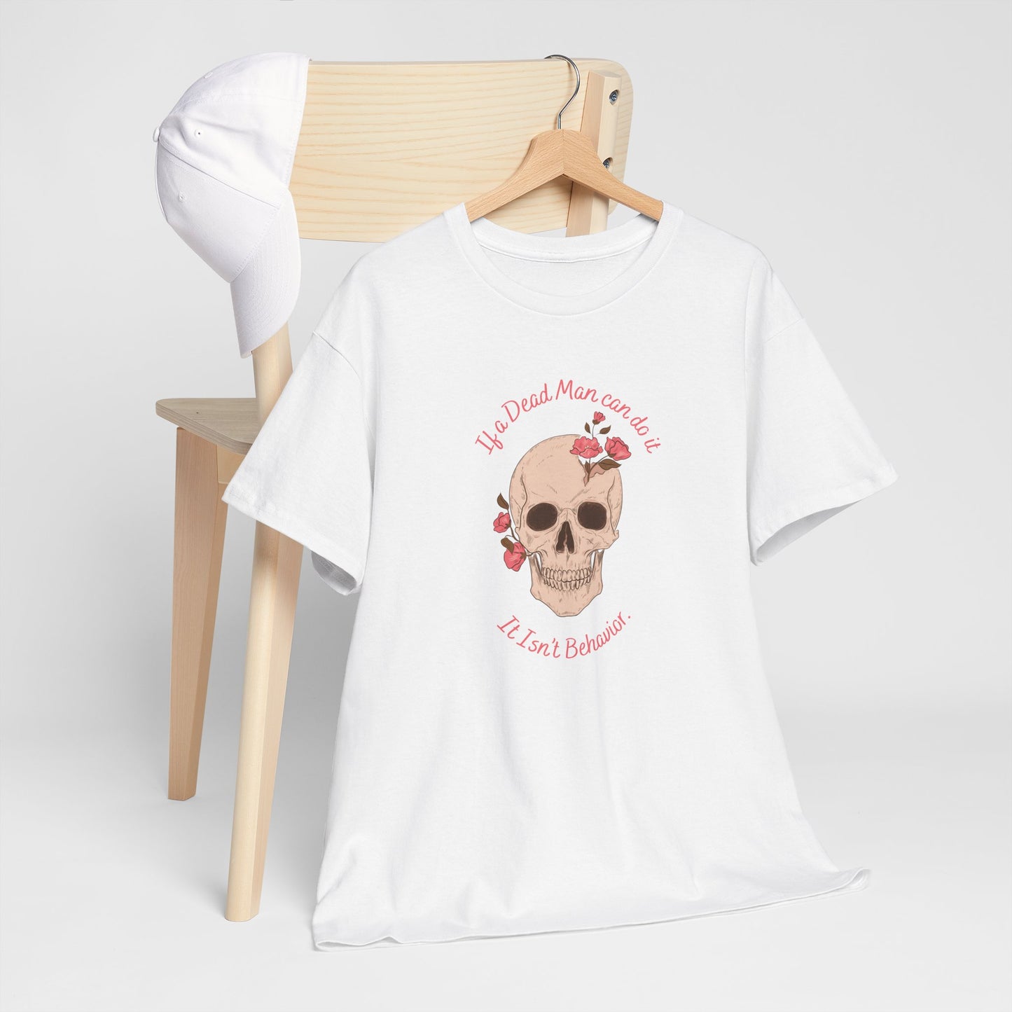 Skull & Roses Unisex Heavy Cotton Tee - Perfect for Halloween, Casual Wear, Gift for Friends, Skull Lovers, or Grunge Fashion