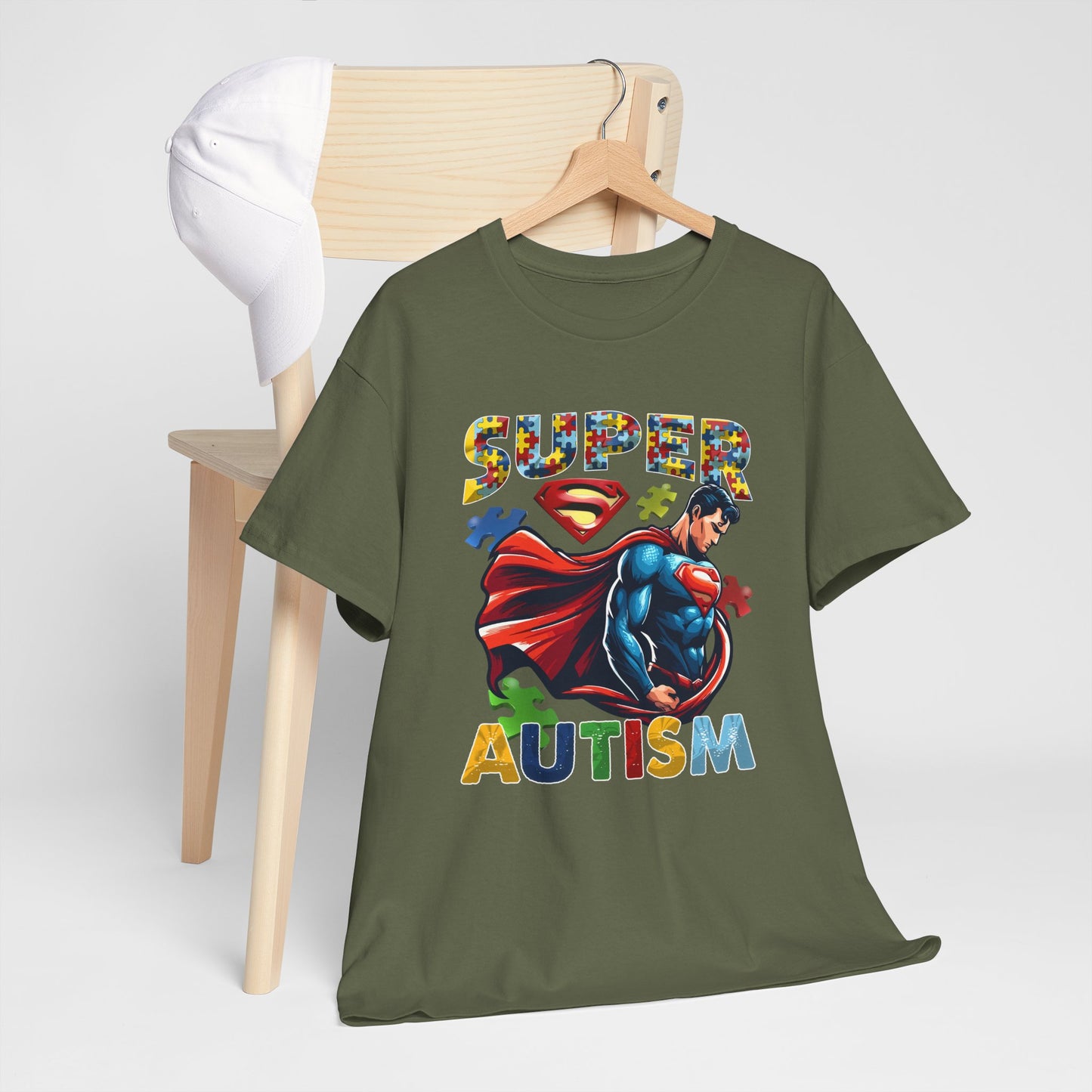Autism Superhero T-Shirt — "Super Autism" Colorful Puzzle Design