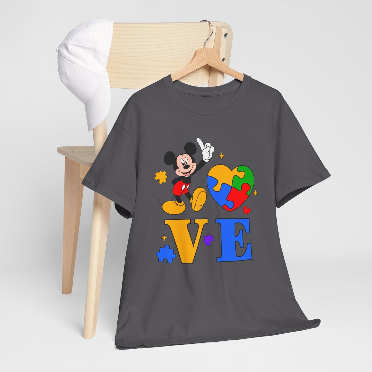 Kid-Friendly Love Puzzle Tee with Cartoon Mouse