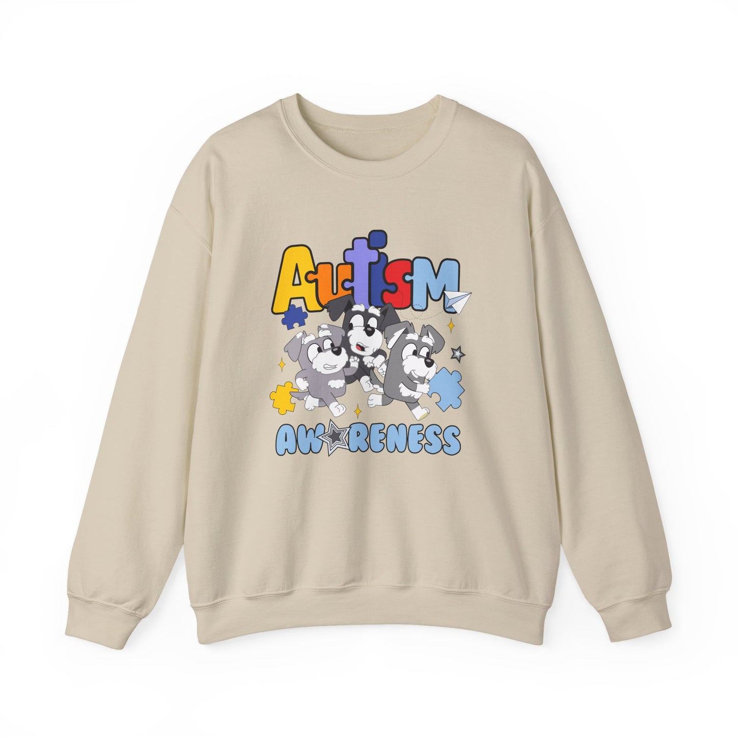 Autism Awareness Crewneck Sweatshirt – Colorful Puzzle Piece Design