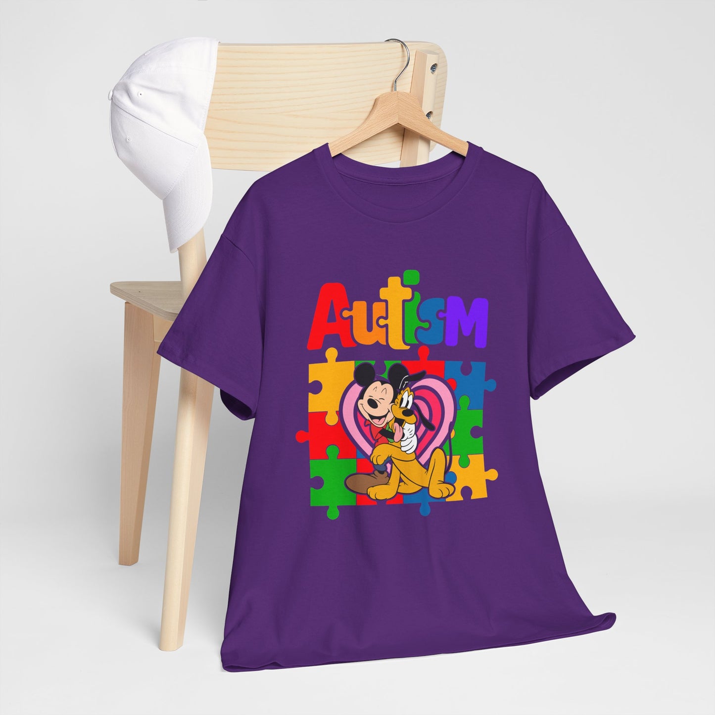 Autism Awareness Puzzle Heart T-Shirt — Colorful Mickey Support Tee