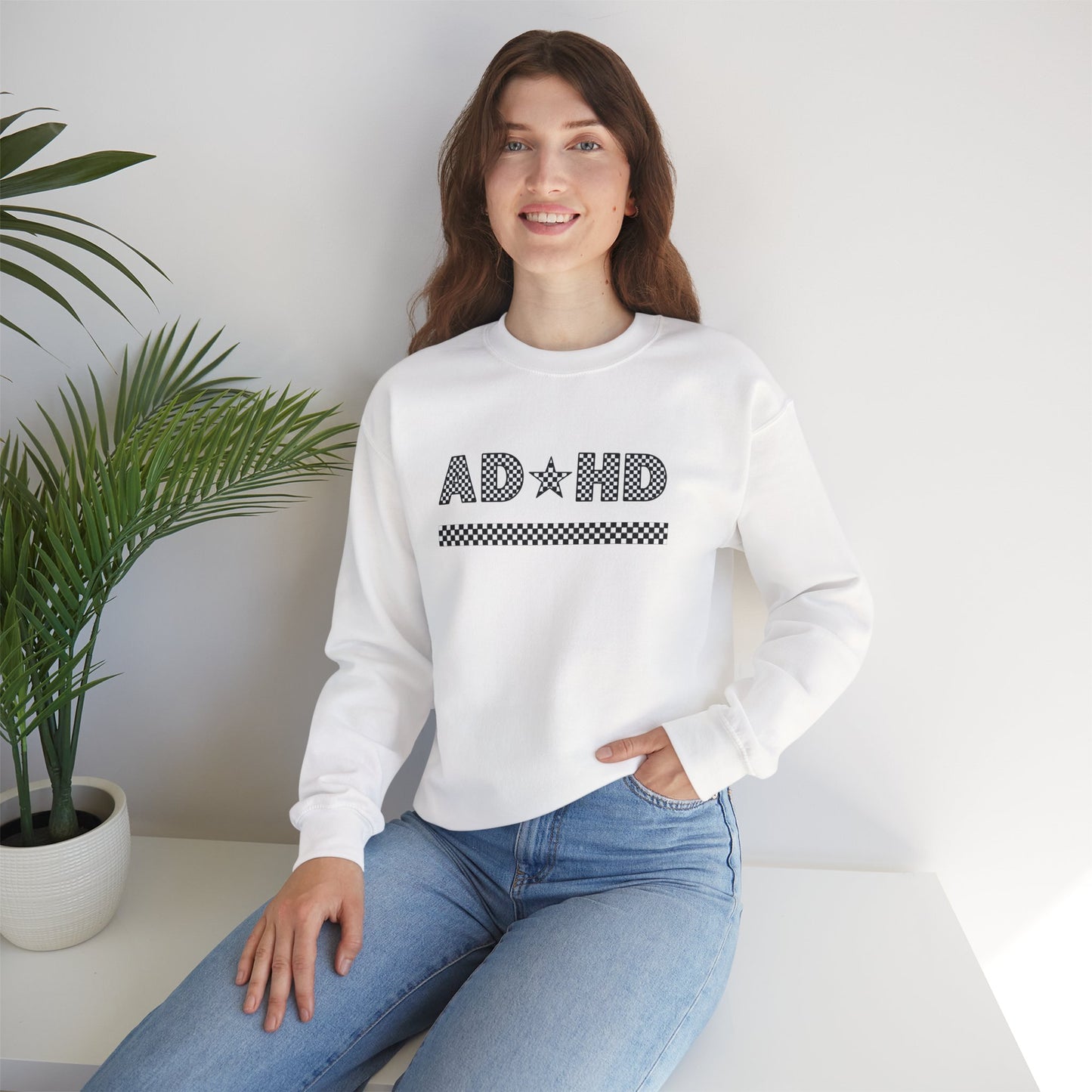 ADHD Star Checkered Crewneck Sweatshirt