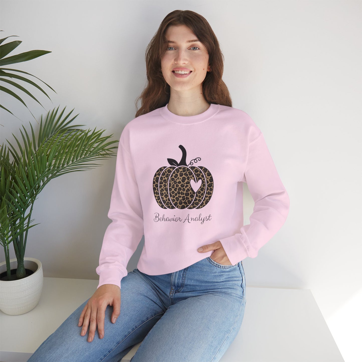 Leopard Pumpkin "Behavior Analyst" Crewneck Sweatshirt