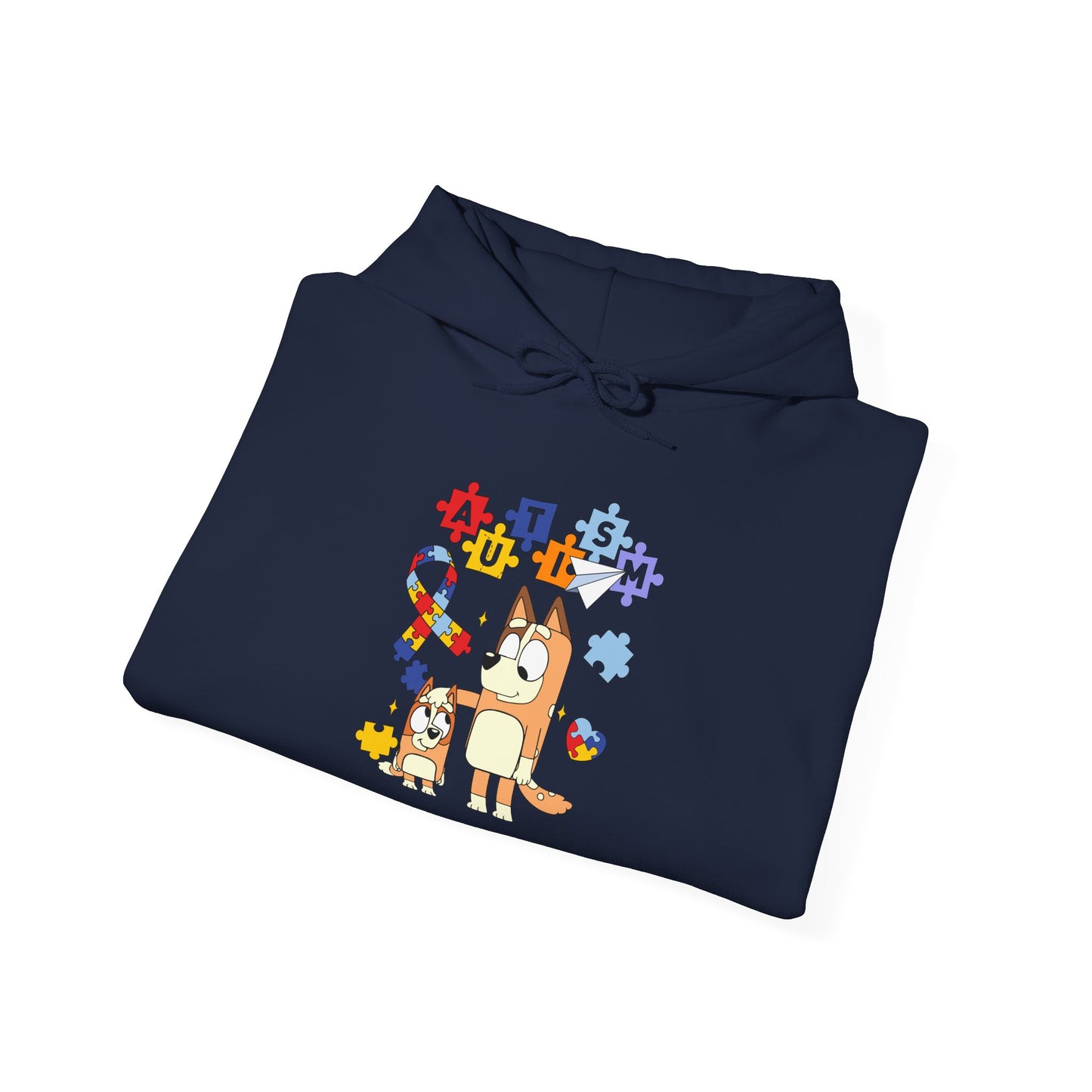 Bluey Puzzle Pieces Hoodie — Cute Bluey & Bingo Autism Awareness Sweatshirt