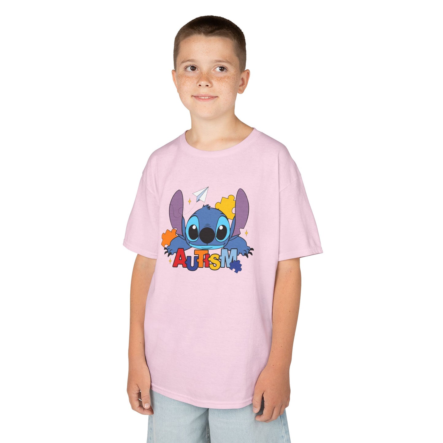 Kids Tee — Cute Stitch Autism Puzzle Design