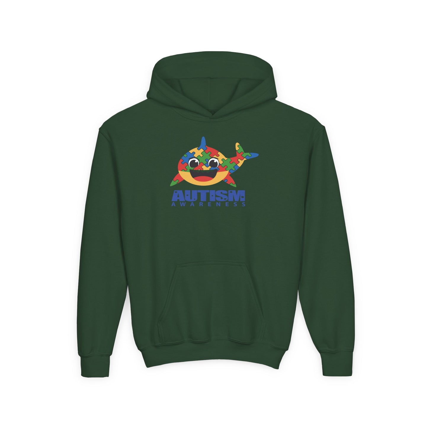 Autism Awareness Youth Hoodie - Colorful Shark Design