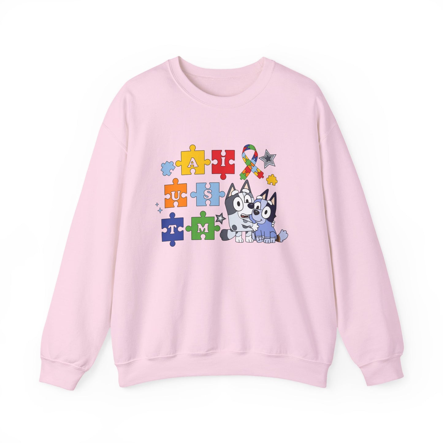 Autism Puzzle Paw Crewneck Sweatshirt — Bluey-Inspired Support Tee