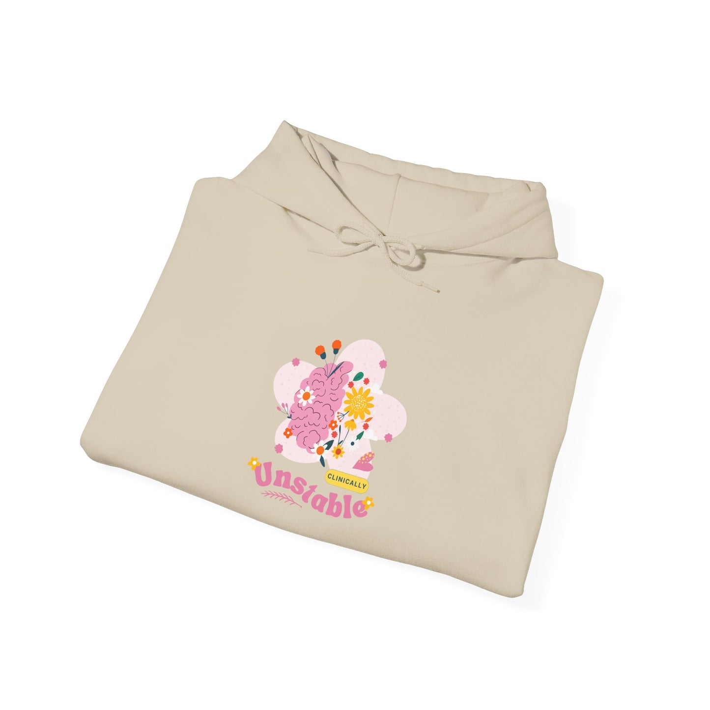 Unstable Cute Pastel Character Hoodie — Kawaii Pink Floral Graphic Sweatshirt