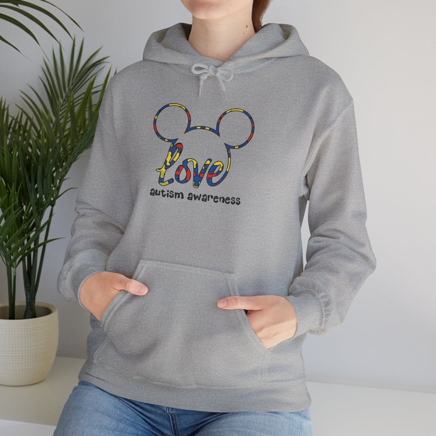 Autism Awareness Love Hoodie — Rainbow Puzzle Mickey Ears