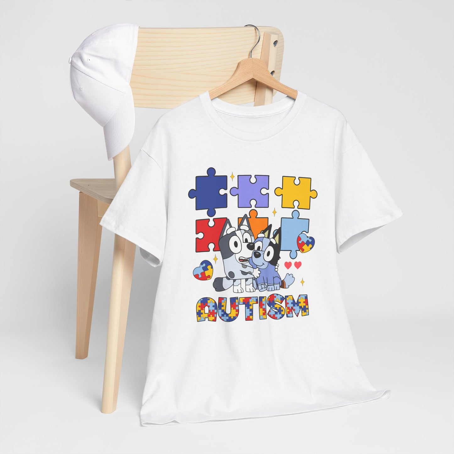 Autism Awareness Puzzle Tee — Cute Puppy Puzzle Piece Design