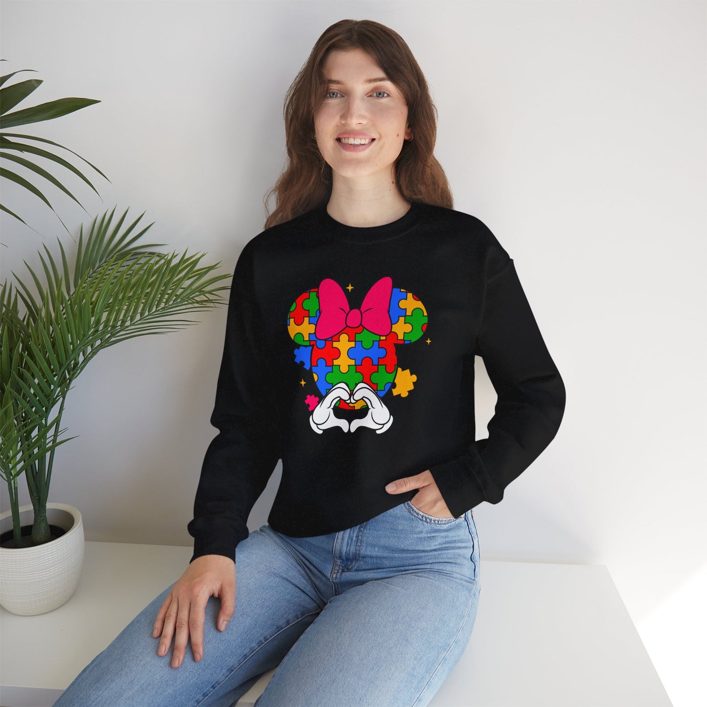 Autism Puzzle Minnie Crewneck Sweatshirt