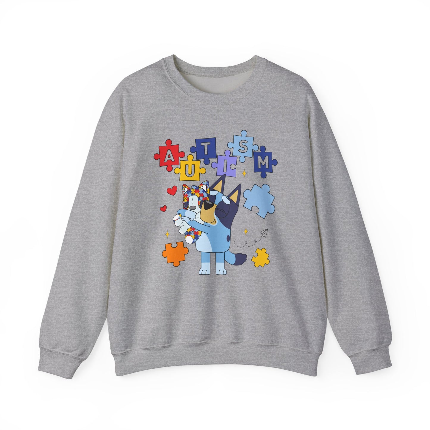 Autism Awareness Puzzle Bluey Paw Crewneck Sweatshirt