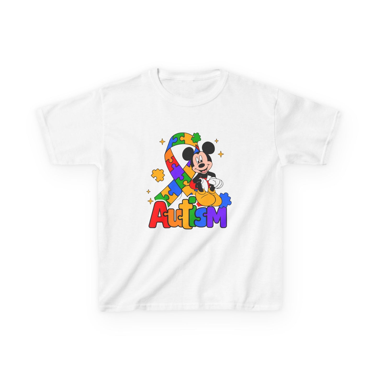 Kids Autism Awareness T-Shirt — Colorful Puzzle Ribbon Design
