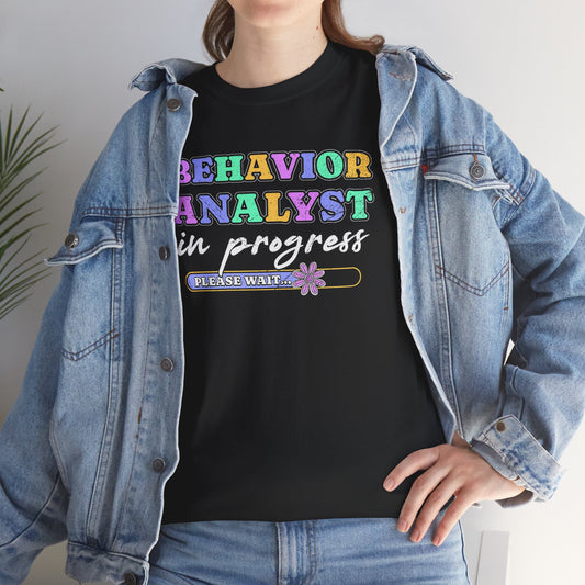 Behavior Analyst in Progress T-Shirt — Pastel Rainbow ABA Therapist Tee