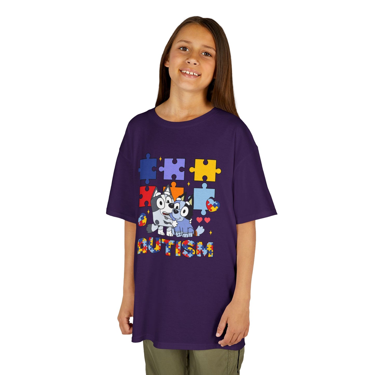 Kids Tee — Colorful Autism Puzzle Paw Design