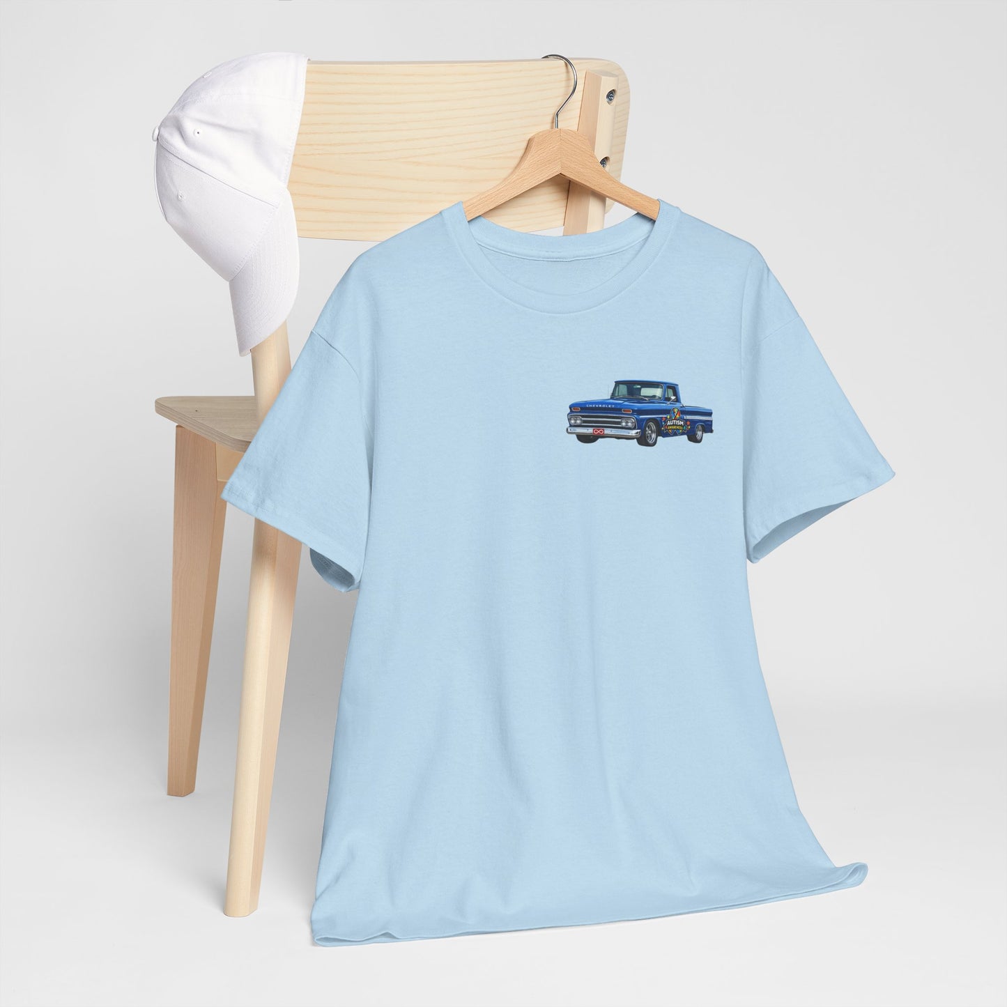 Tim’s Truck Tee- Autism Awareness Truck T-Shirt — Vintage Pickup Puzzle Ribbon Tee