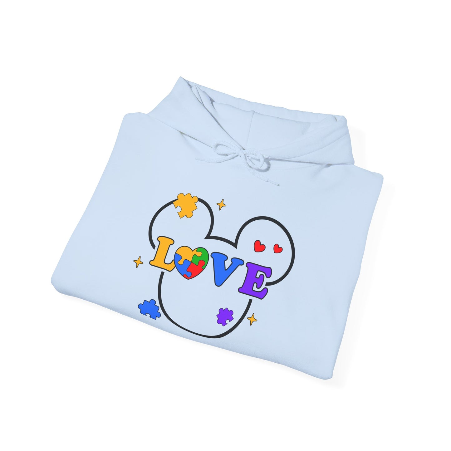 Love Puzzle Heart Hoodie — Autism Awareness Rainbow Puzzle Pieces Love Sweatshirt