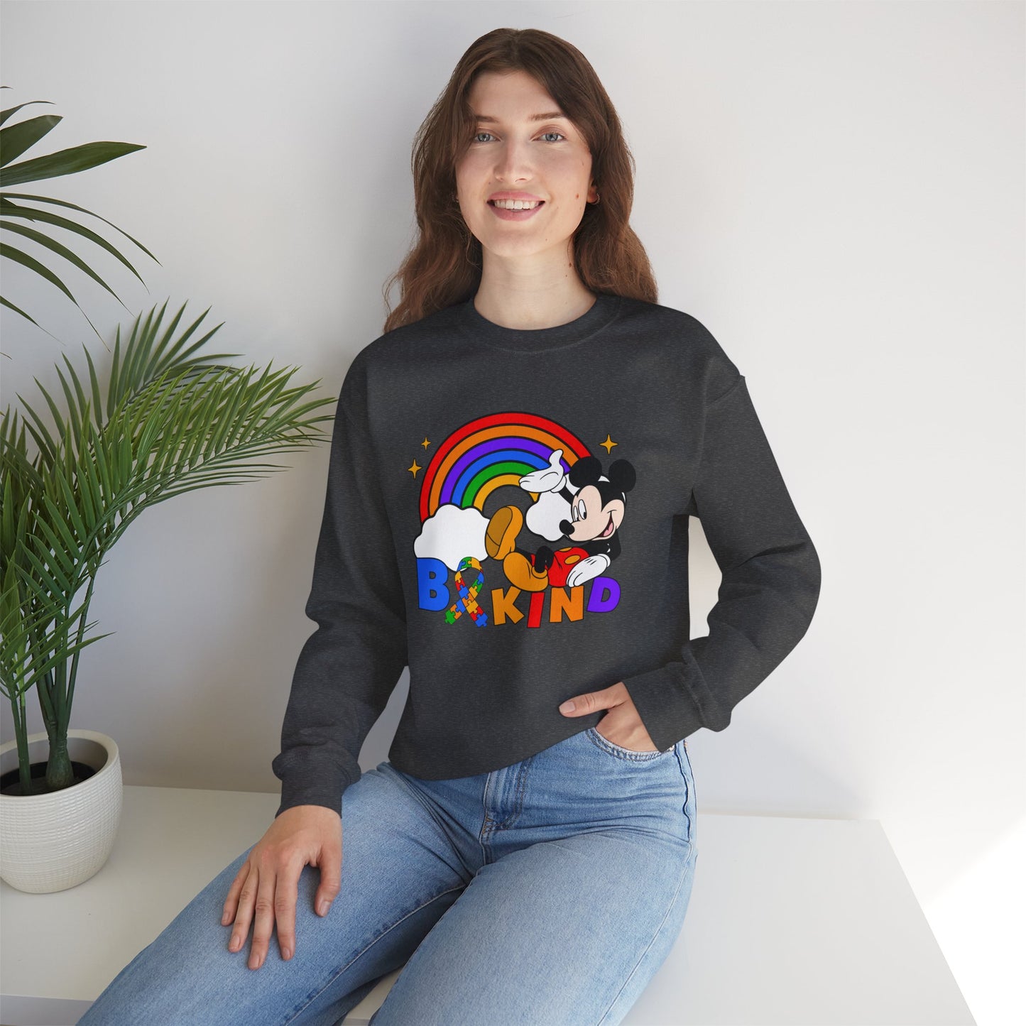 Be Kind Crewneck Sweatshirt — Rainbow Mickey-Inspired Pride Sweatshirt