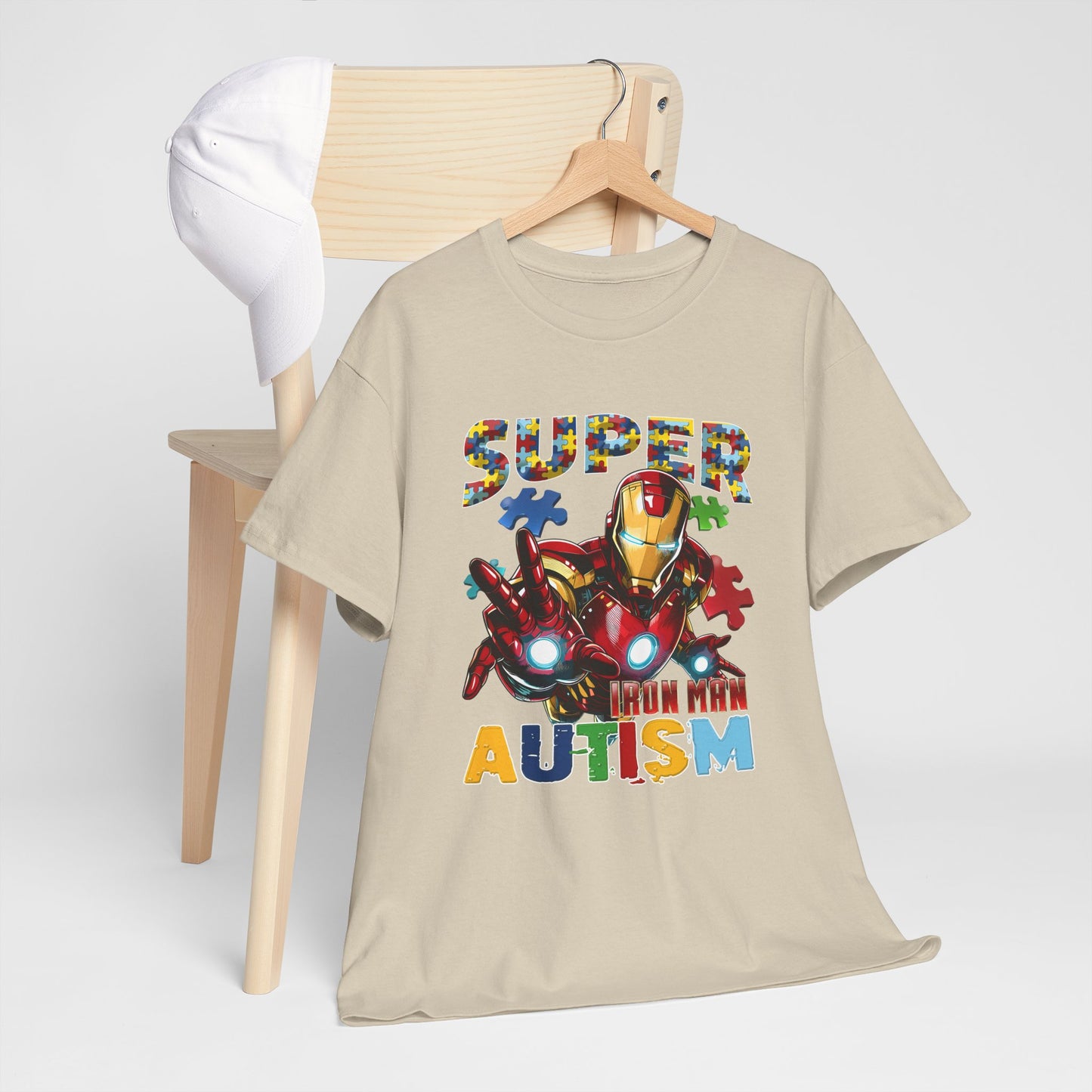 Autism Awareness Iron Man Tee — “Super Autism” Puzzle Piece Superhero Shirt