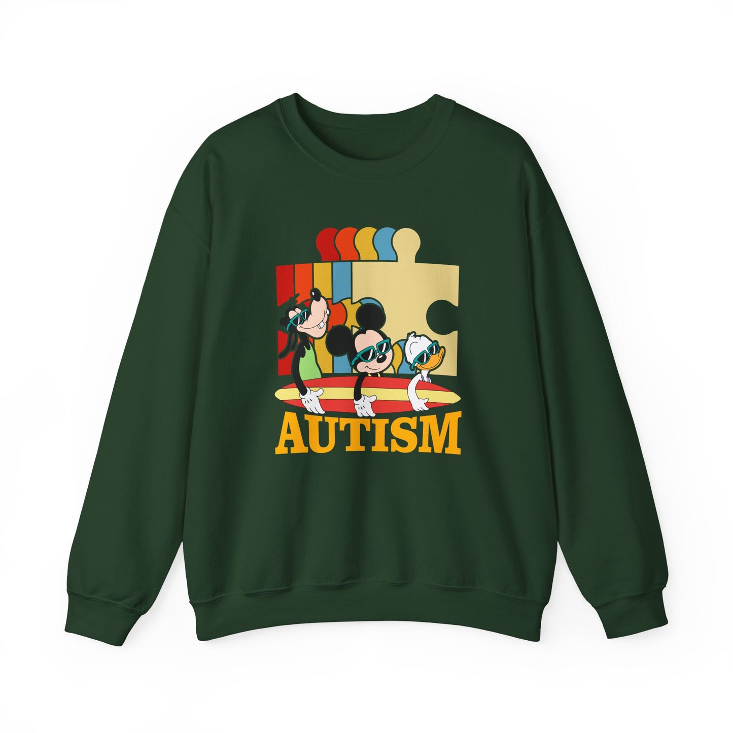 Autism Awareness Crewneck Sweatshirt – Colorful Puzzle Design