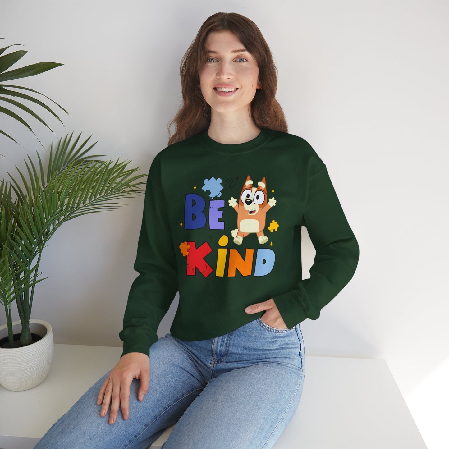 Be Kind Crewneck Sweatshirt — Cute Dog Graphic Kids/Adult Casual Pullover