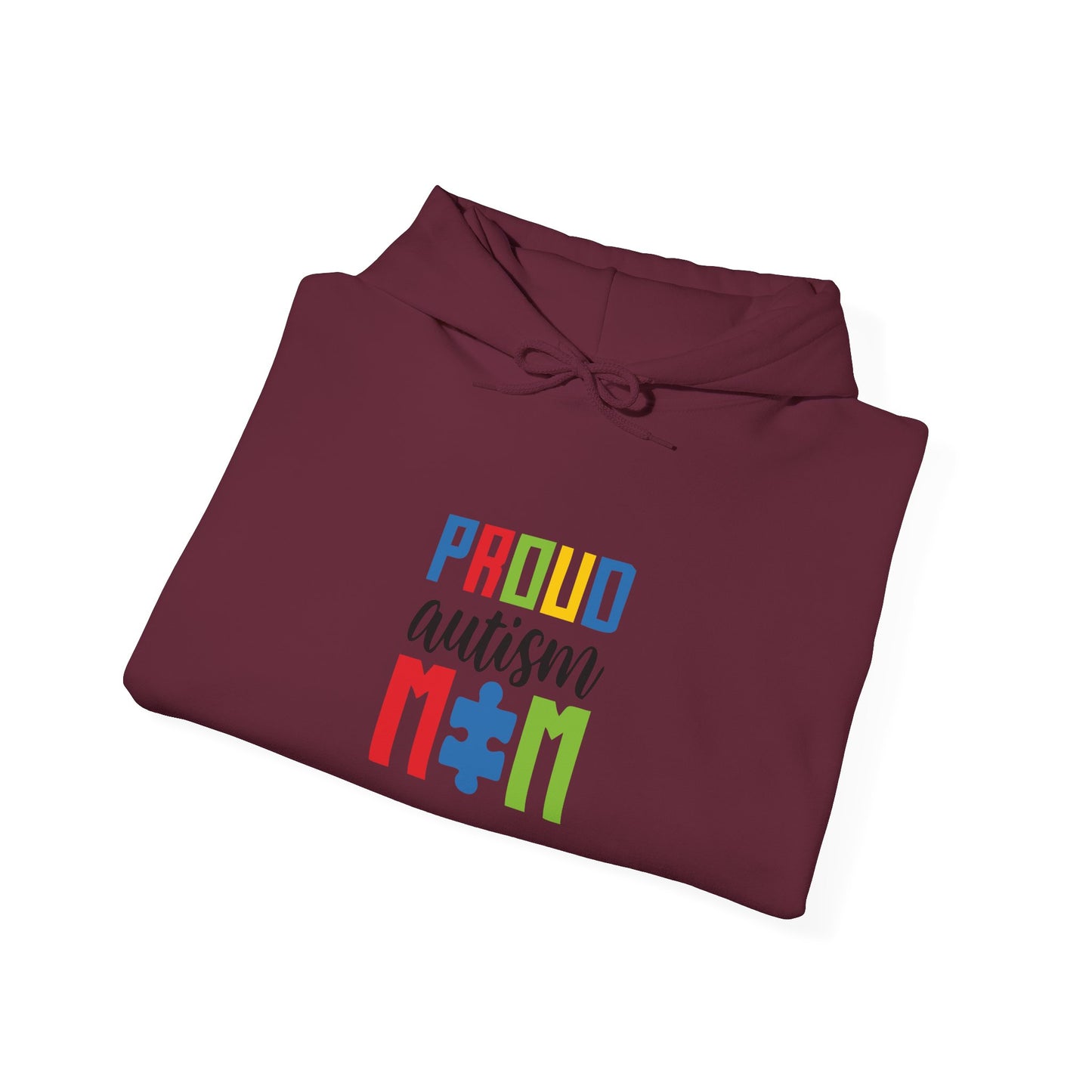 Proud Autism Mom Hoodie — Colorful Puzzle Piece Awareness Sweatshirt