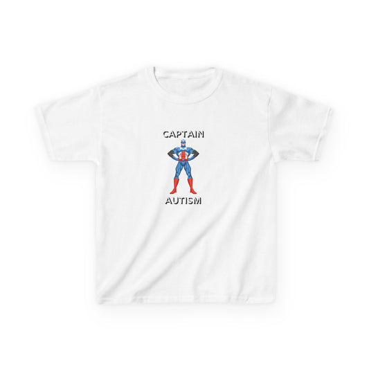 Kids Captain Autism Tee - Heavy Cotton T-Shirt for Awareness and Support