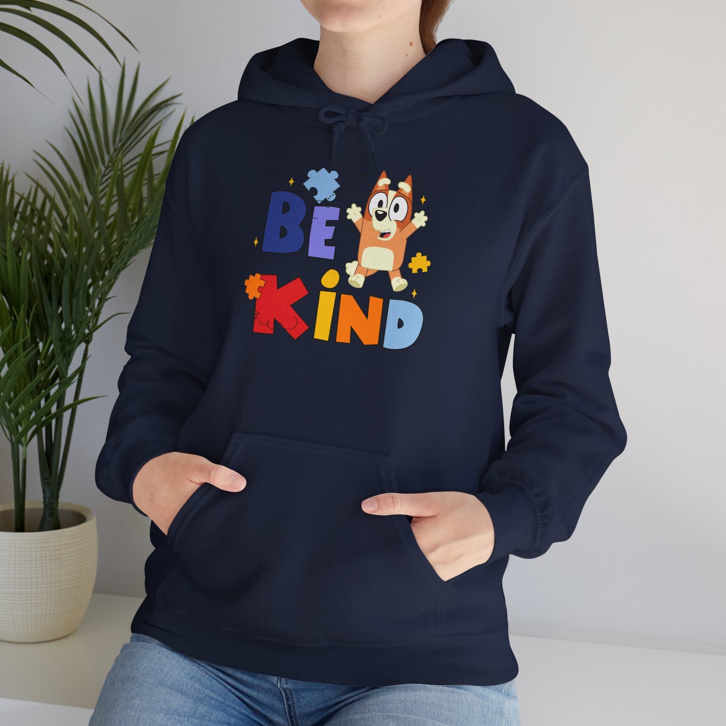 Be Kind Kids Hoodie – Colorful Cartoon Puppy Graphic Hoodie