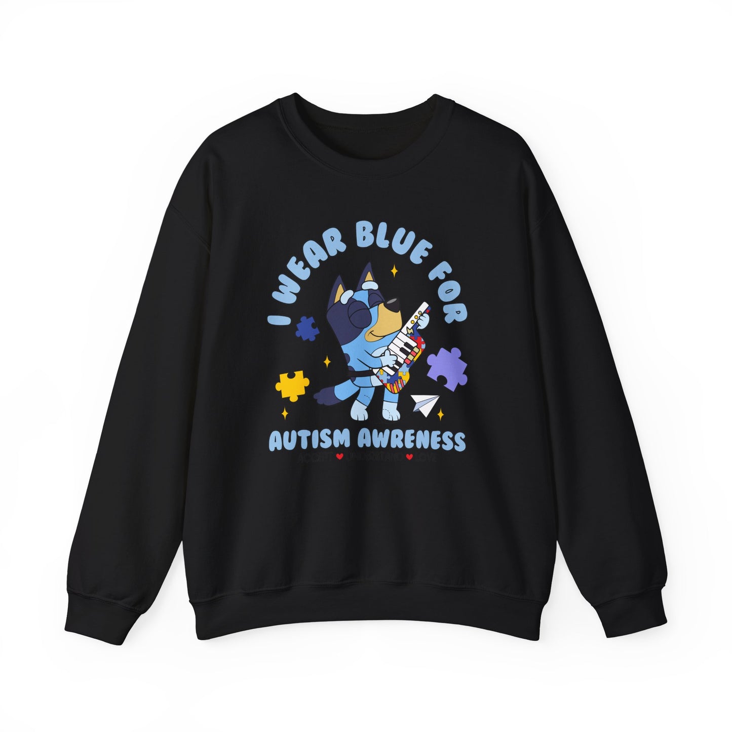 Autism Awareness Crewneck — "I Wear Blue for Autism Awareness" Sweatshirt