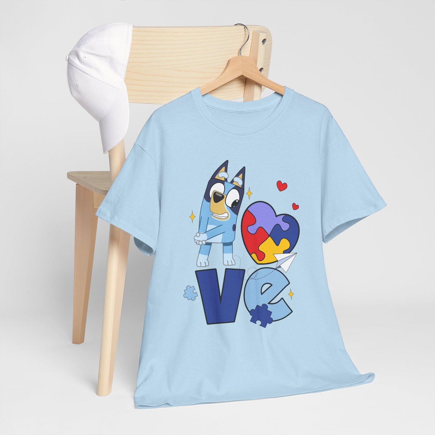 Autism Awareness Love Tee - Puzzle Heart & Cartoon Character T-Shirt