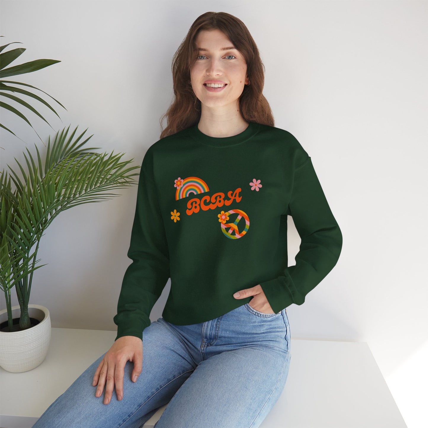 Retro Rainbow ‘BCBA’ Crewneck Sweatshirt