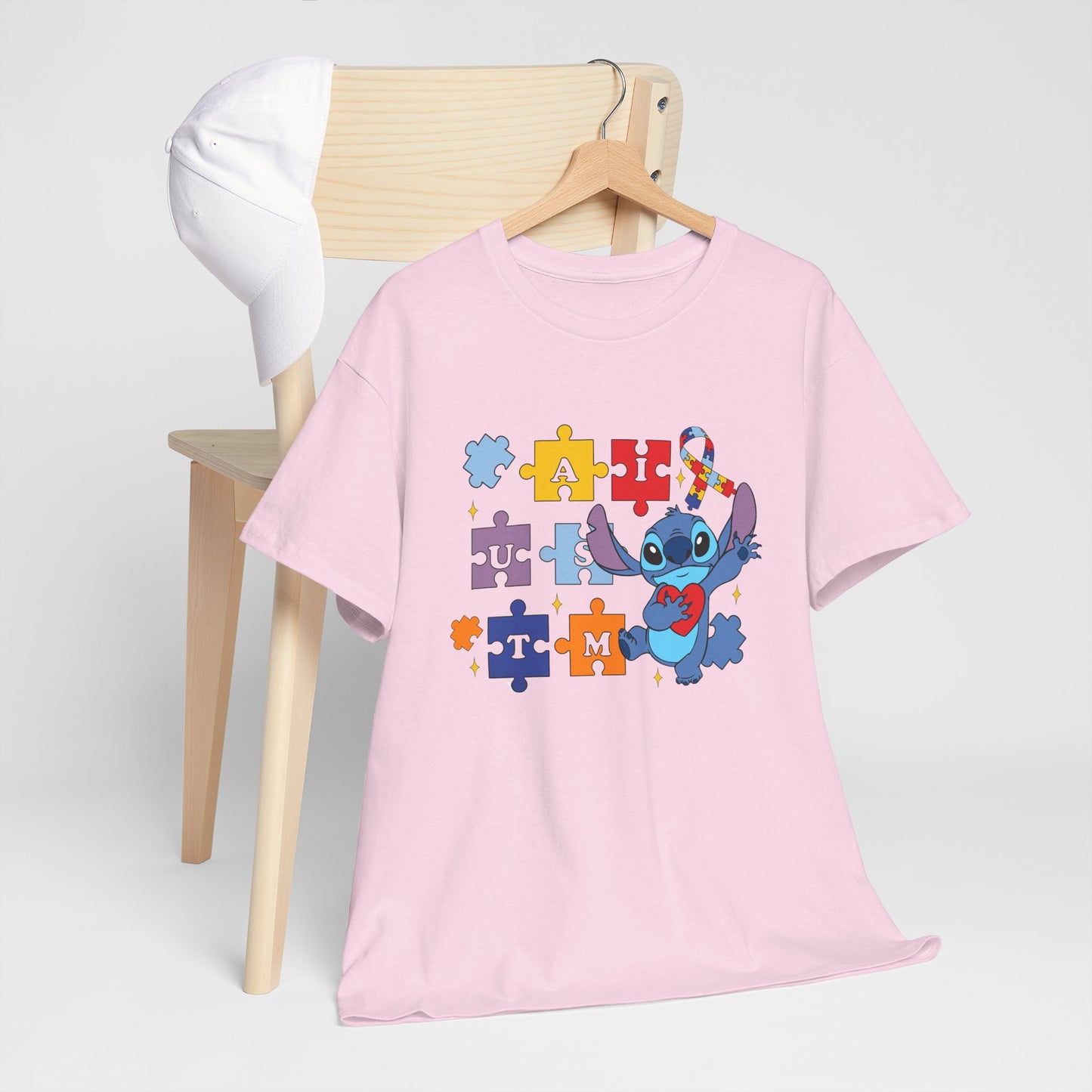 Autism Awareness Puzzle Heart Tee - Cute Blue Alien Character