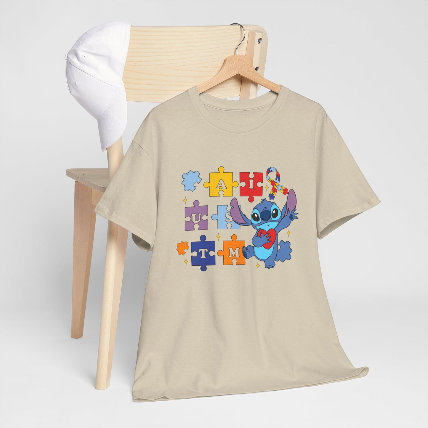 Autism Awareness Puzzle Heart Tee - Cute Blue Alien Character