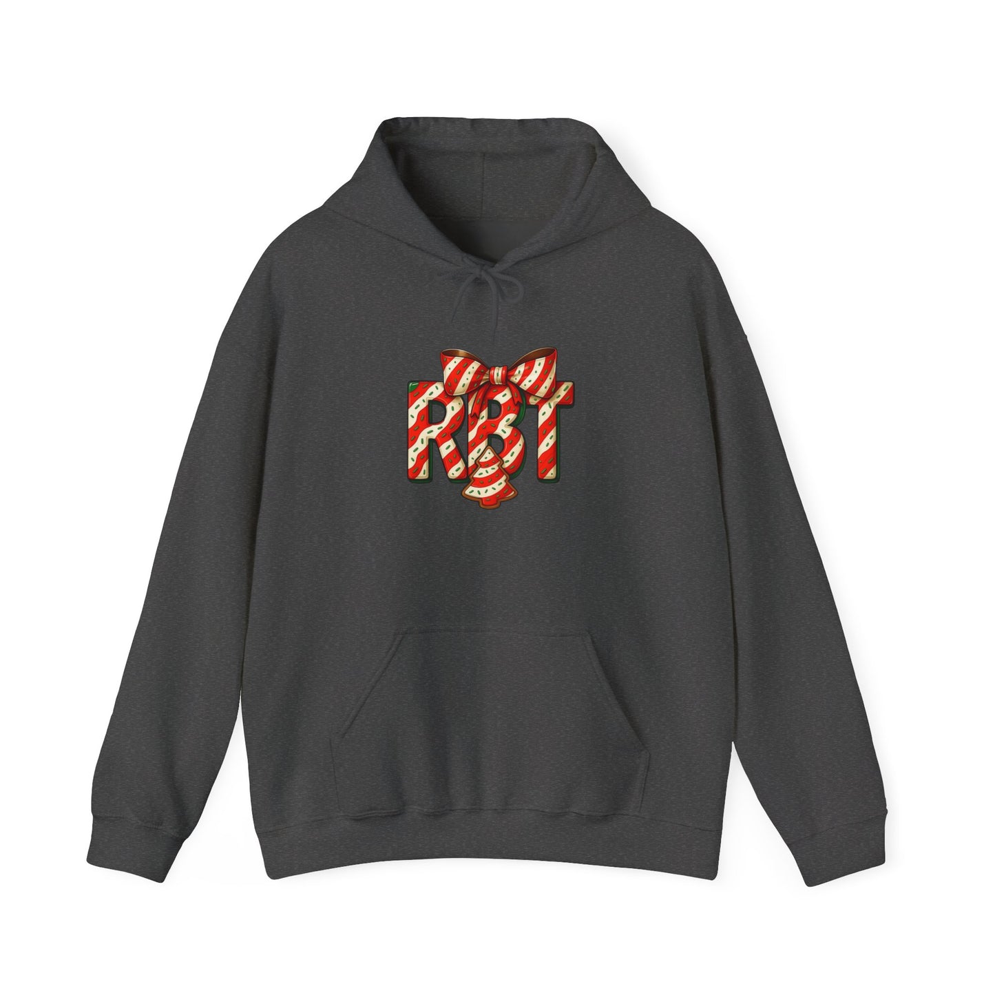 Lil Debbie 'RBT' Tree Cake Holiday Graphic Hoodie — Festive Red Striped Bow Holiday Sweatshirt