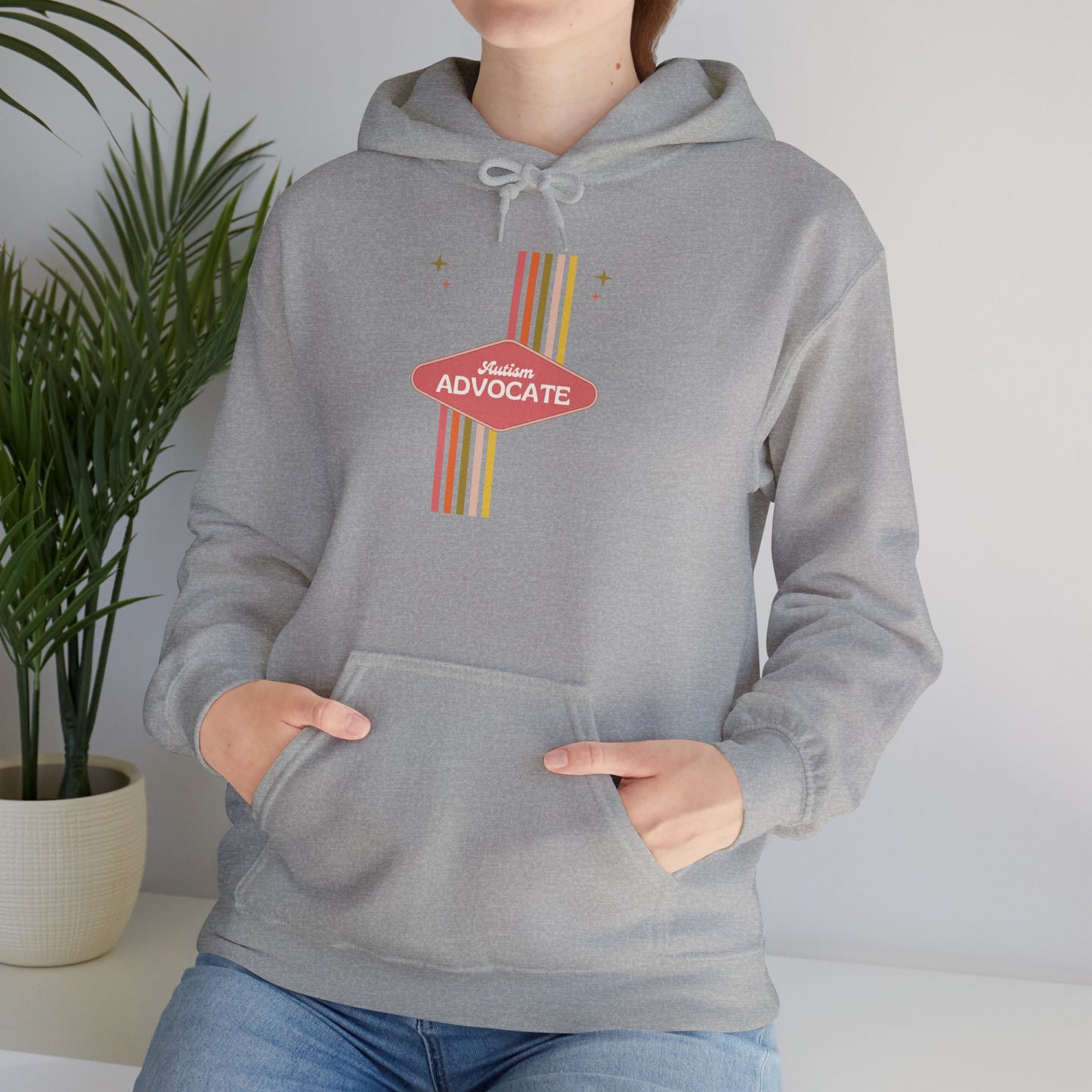 Autism Advocate Retro Stripe Hoodie — 'Advocate' Graphic Pullover