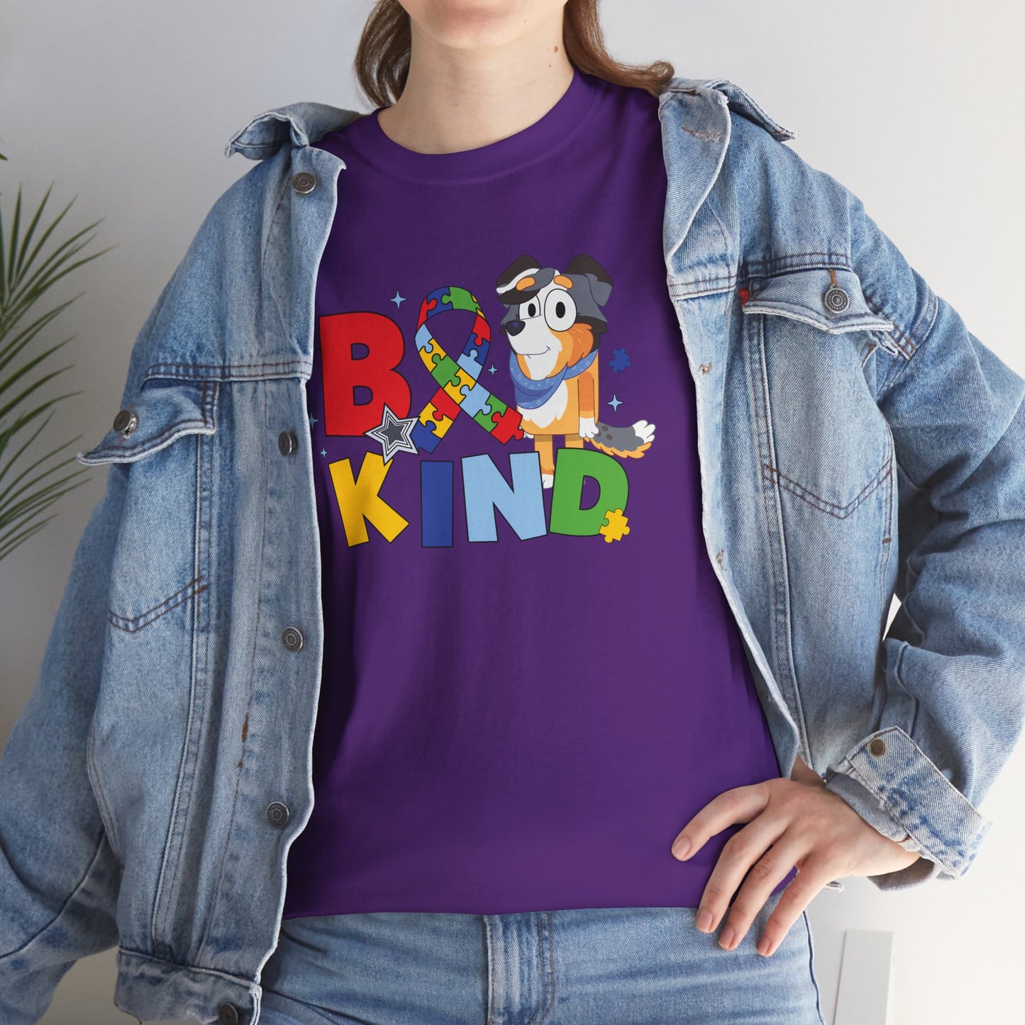 Be Kind Bluey Family T-Shirt — Colorful Rainbow Letters with Cute Design