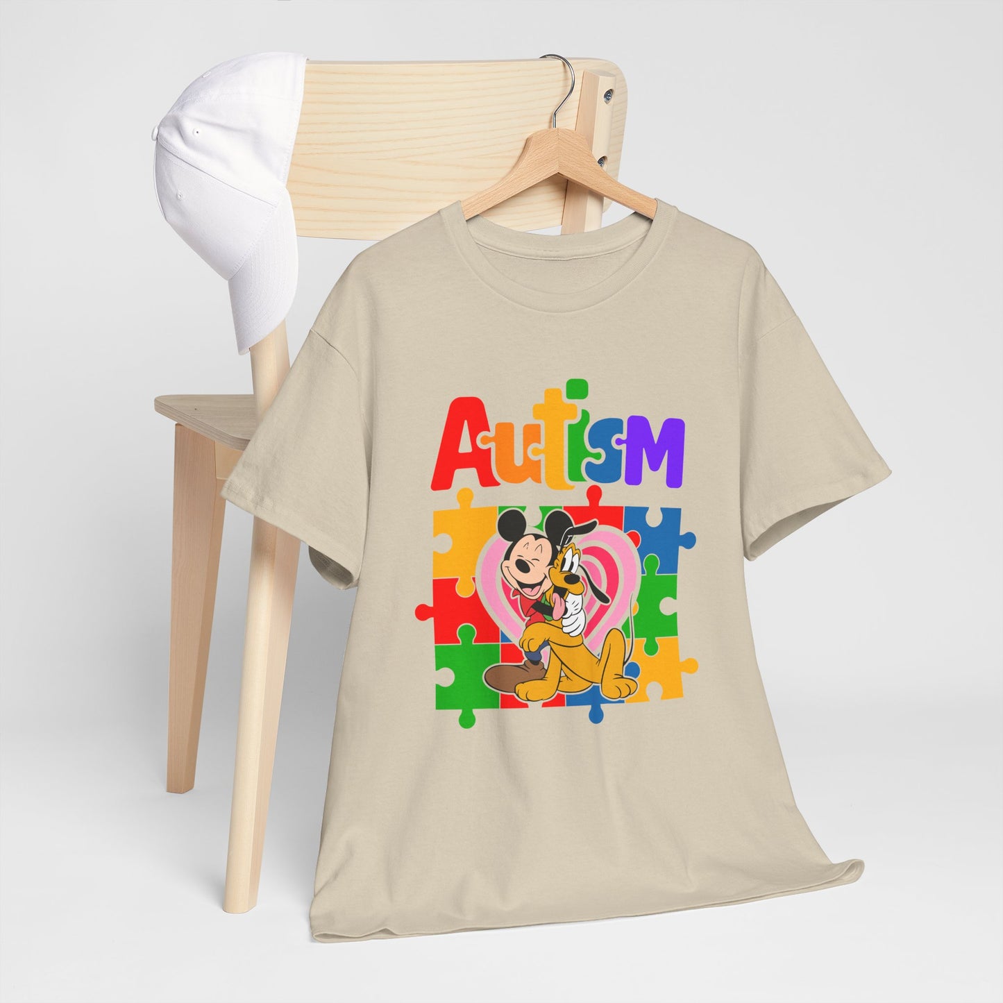Autism Awareness Puzzle Heart T-Shirt — Colorful Mickey Support Tee