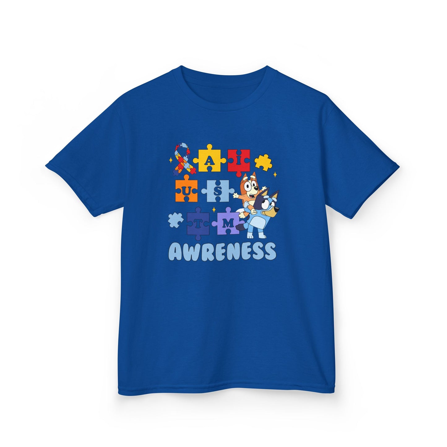 Kids Autism Awareness Puzzle Tee — Colorful Ribbon & Puzzle Pieces Design