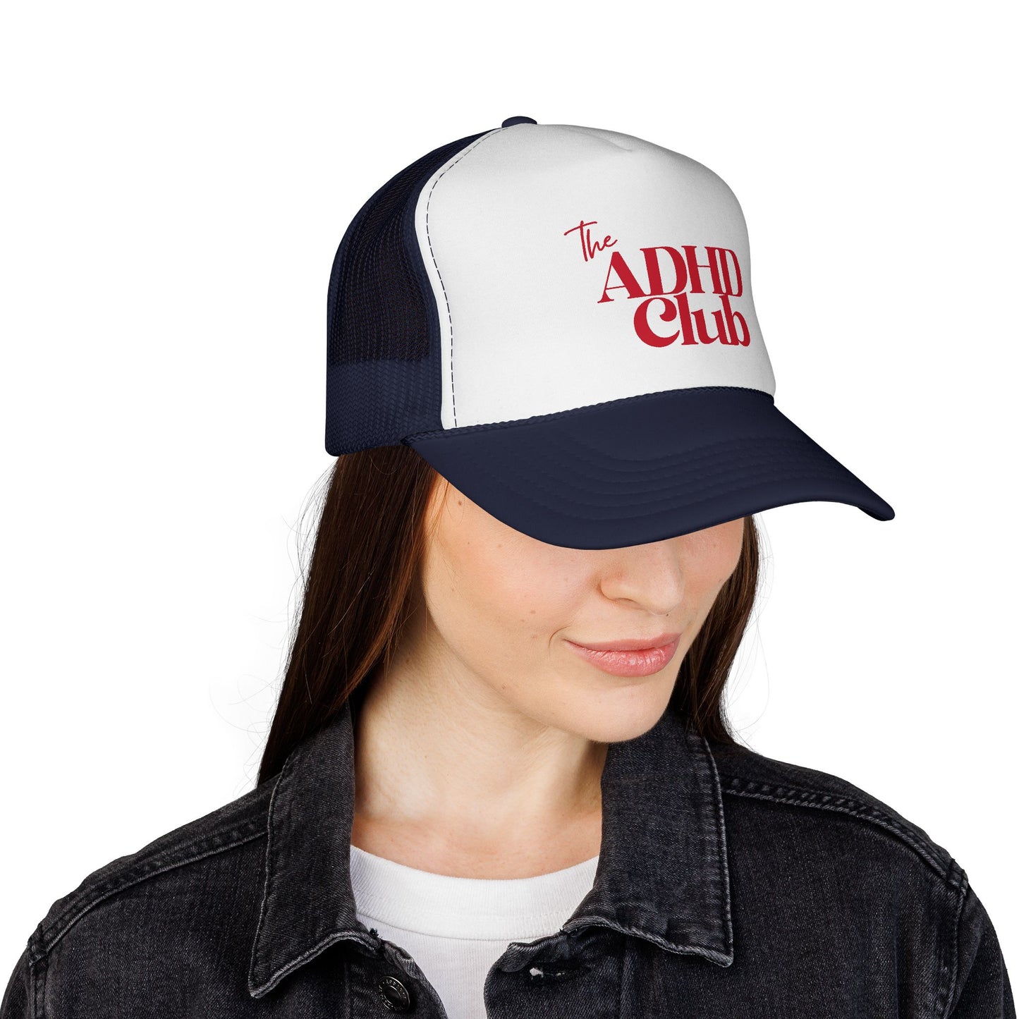 Trucker Hat — "The ADHD Club" Retro Logo Mesh Cap