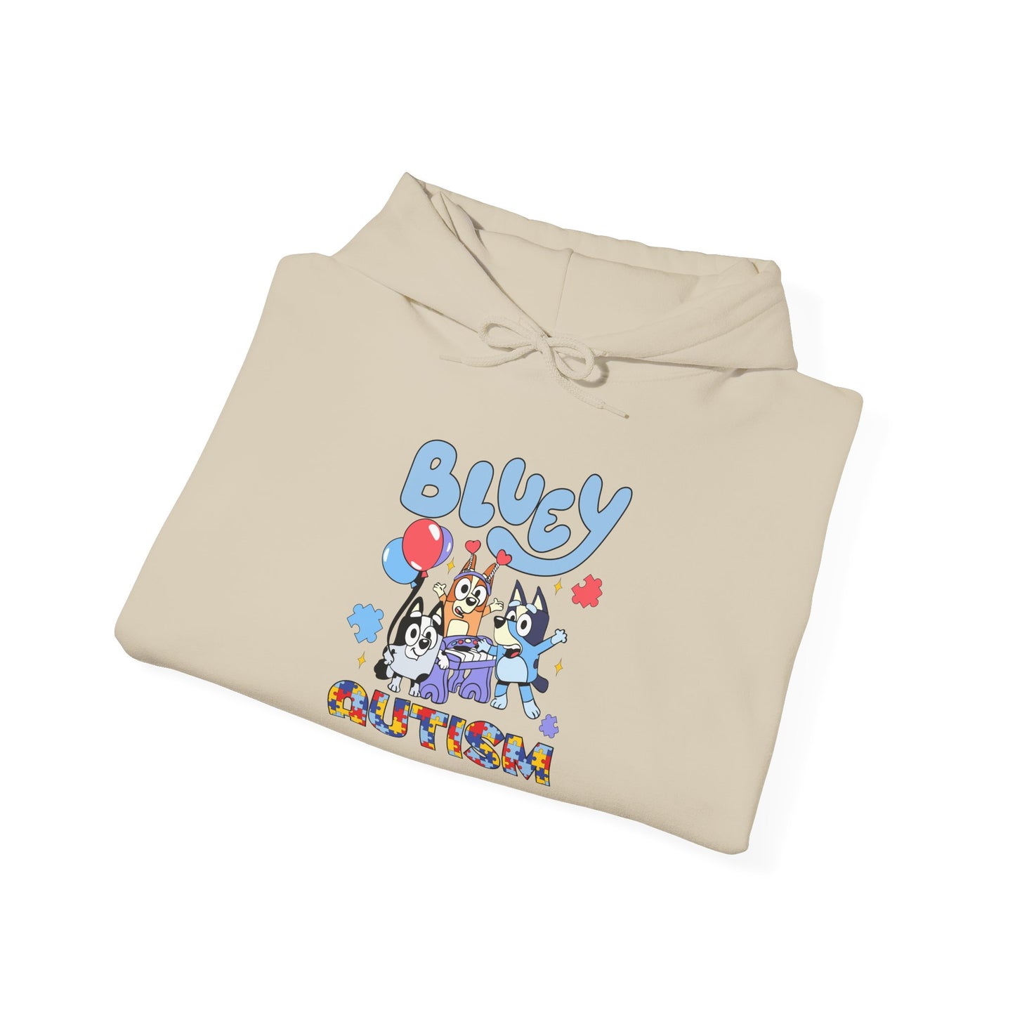 Autism Awareness Hoodie — 'Bluey for Autism' Cartoon Support Pullover