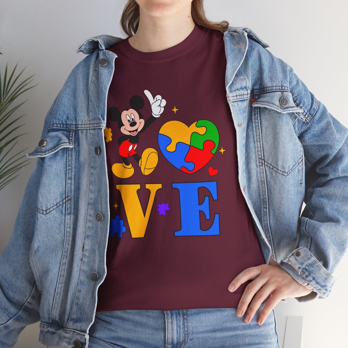 Kid-Friendly Love Puzzle Tee with Cartoon Mouse