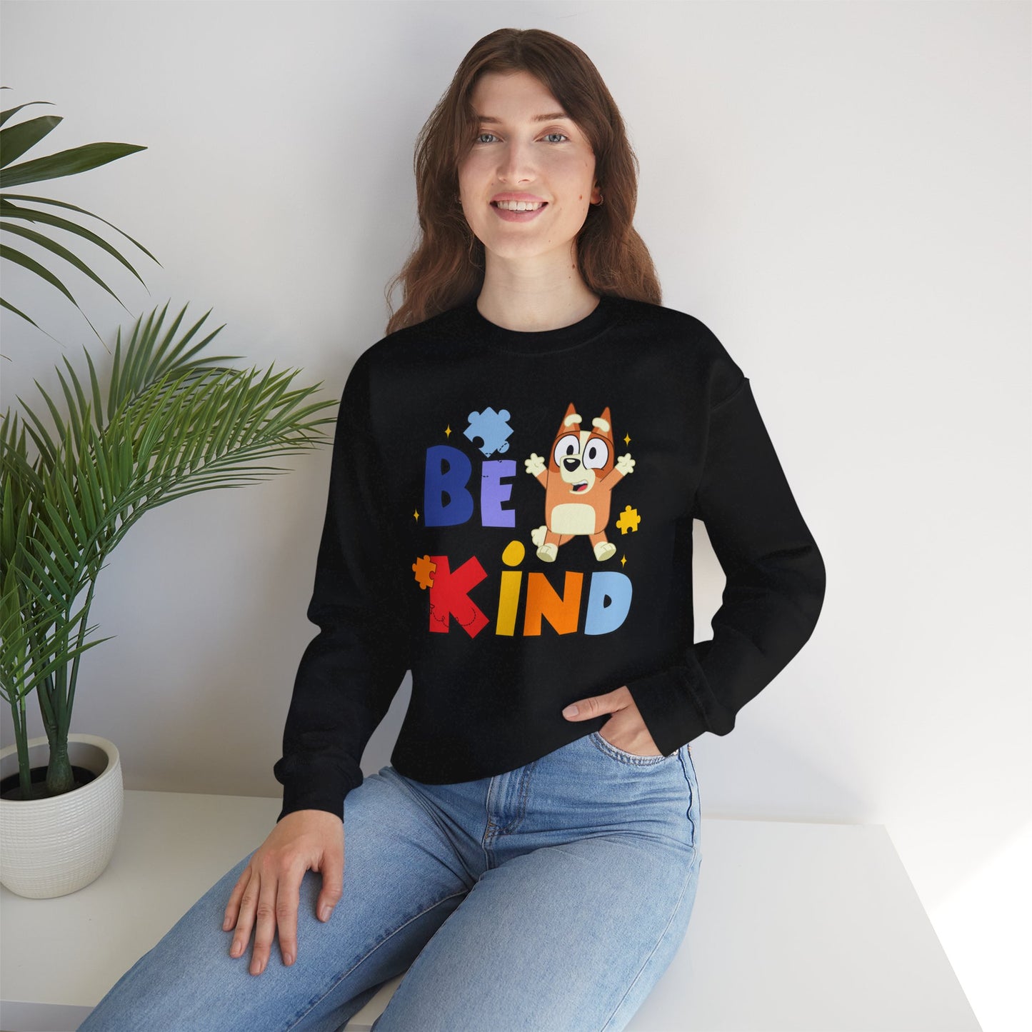 Be Kind Crewneck Sweatshirt — Cute Dog Graphic Kids/Adult Casual Pullover