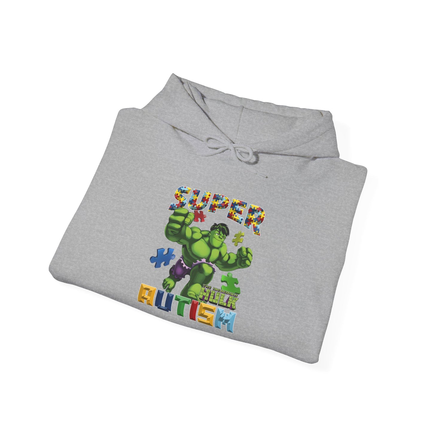 Autism Superhero Hoodie — "Super 4 Autism" Puzzle-Pattern Support Pullover