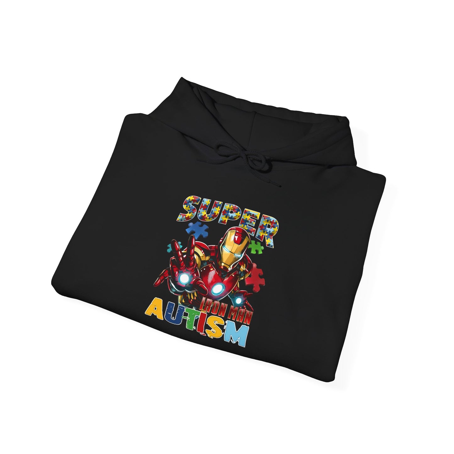 Autism Awareness Hoodie — "Super Mom with Autism" Colorful Puzzle Design