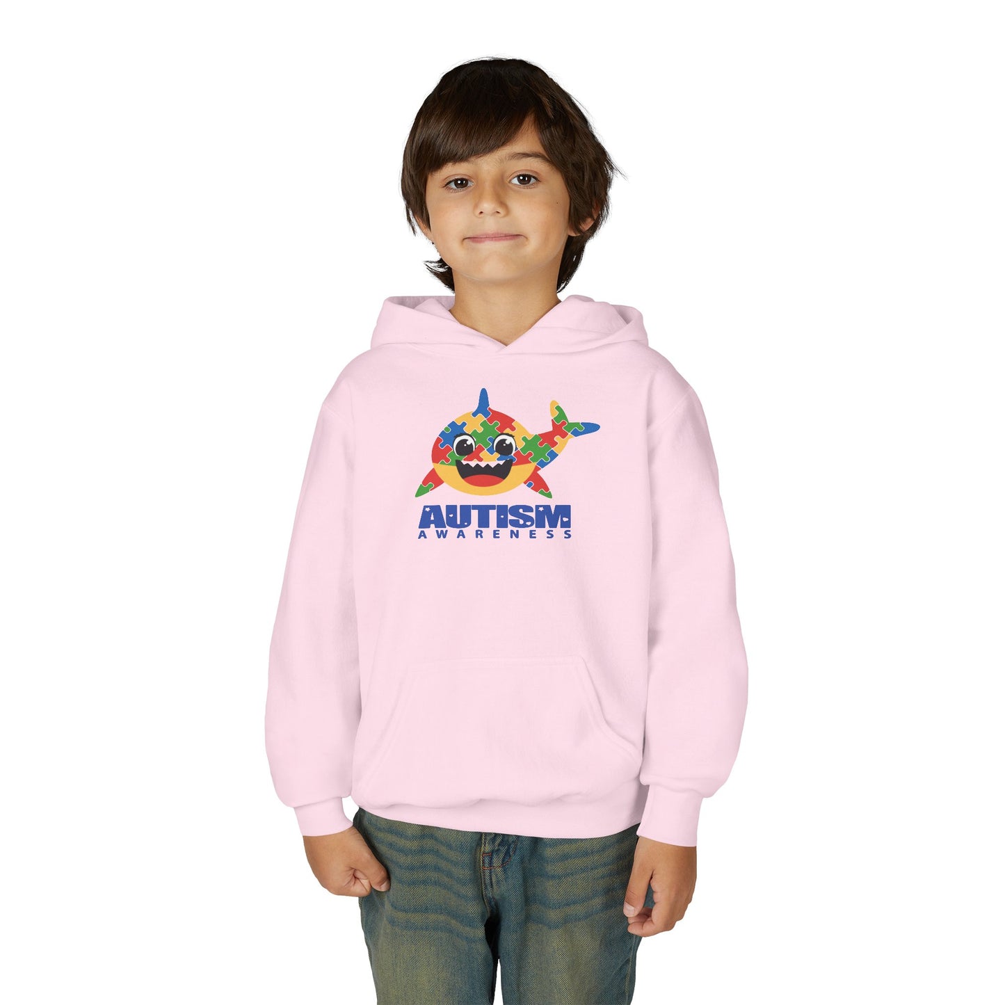 Autism Awareness Youth Hoodie - Colorful Shark Design
