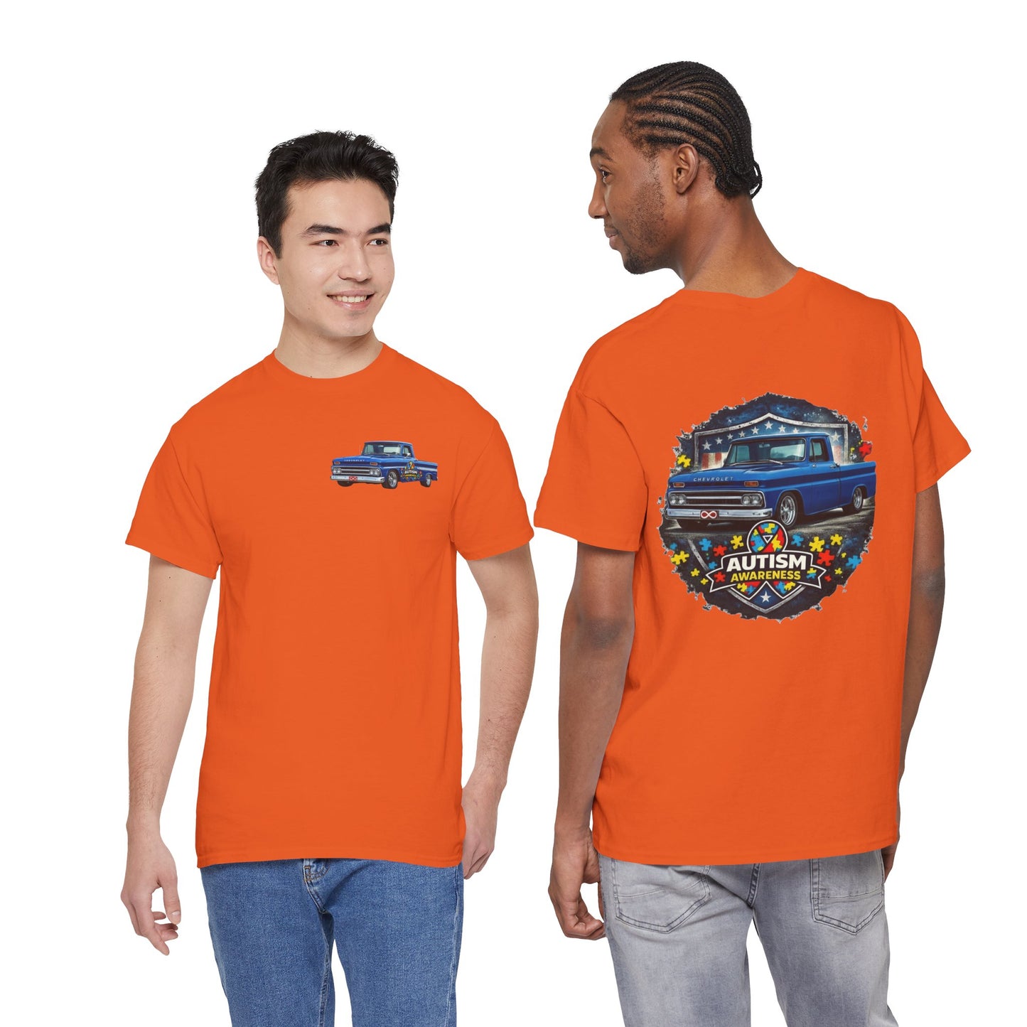 Tim’s Truck Tee- Autism Awareness Truck T-Shirt — Vintage Pickup Puzzle Ribbon Tee